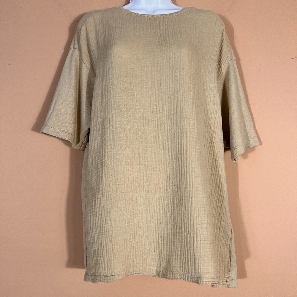 ZARA Tan Short Sleeve Shirt